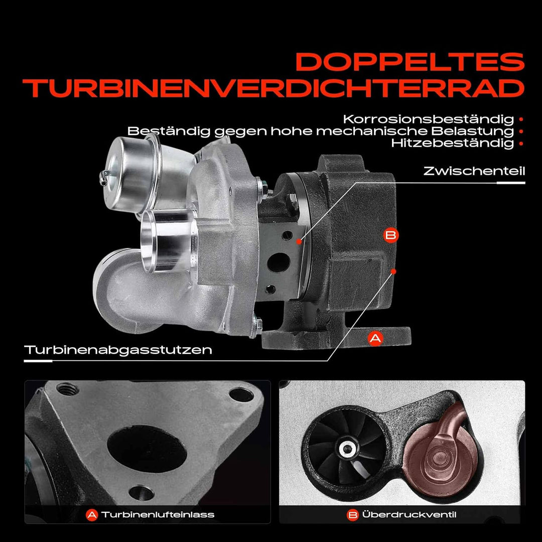 Frankberg Turbolader Kompatibel mit Duster HS 1.5 dCi 2010-2018 Logan II 1.5 dCi 2013-Heute Sandero