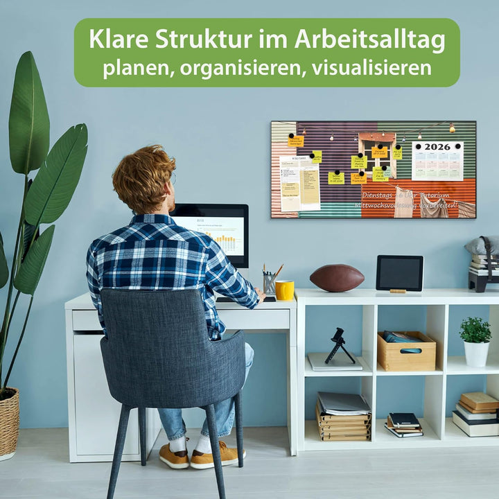 banjado Magnettafel schwarz 78 x 37cm / Magnetwand Metall/Magnetpinnwand als Memoboard/Pinnwand Magn