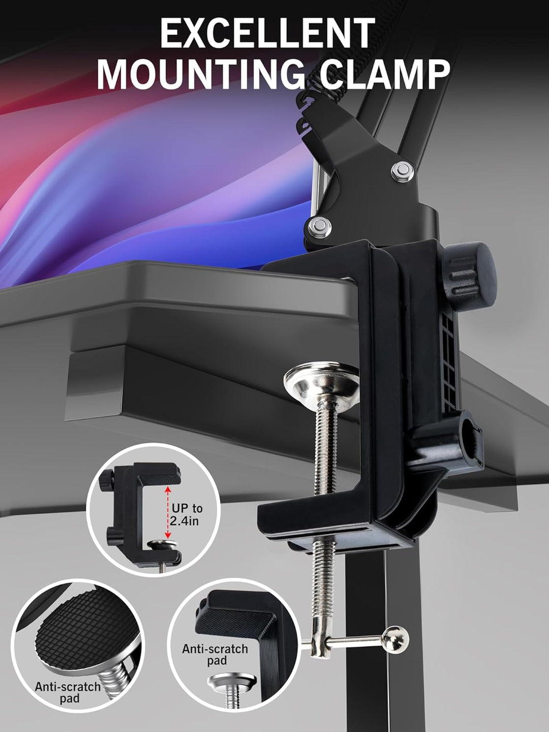 SUNMON für HyperX SoloCast / 2 Mikrofon Arm, Universeller SoloCast 2 Mikrofonarm Tisch Mikrofonständ