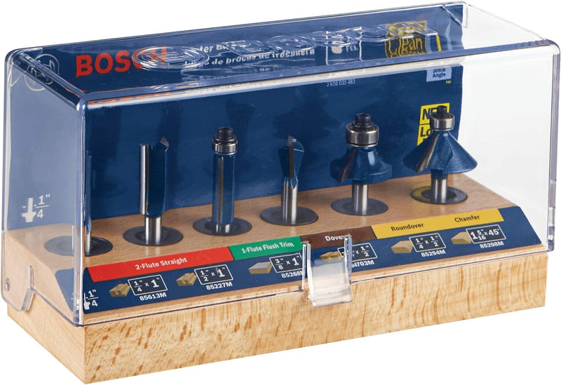 BOSCH RBS006 Mehrzweck-Fräser-Set, 1/4 Zoll Schaft, Hartmetallbestückt, 6-teilig 6-tlg, 6-tlg