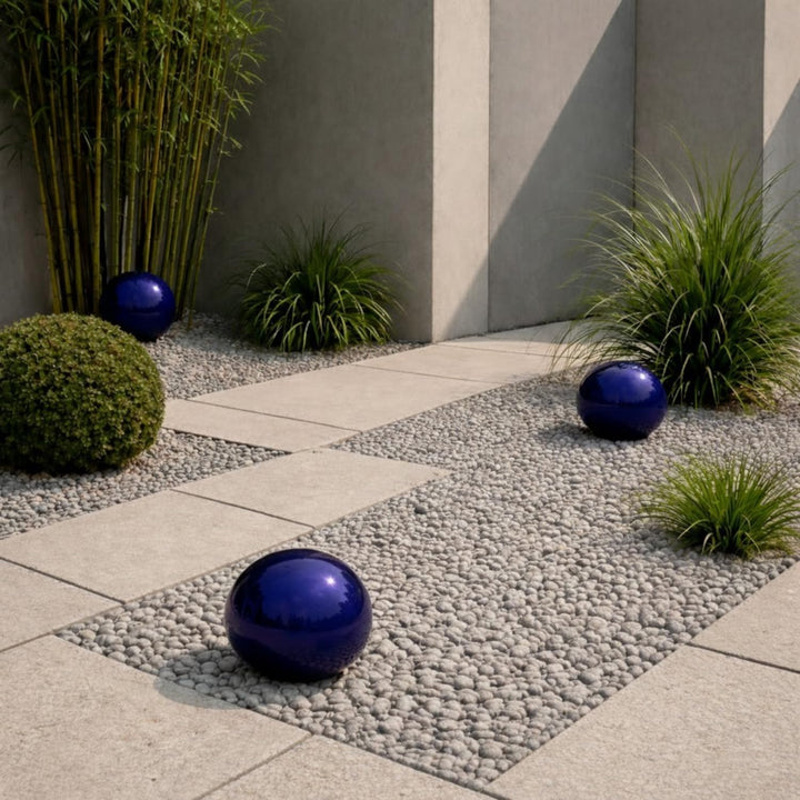 Keramik Kugel 20 cm Gartenkugel Dekokugel Gartenfigur Dekoration aus frostfester, witterungsbeständi