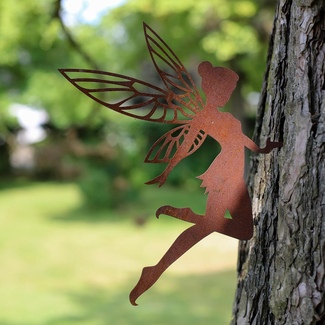 Cortenmeister - Edelrost Fee für Draussen. Baumstecker für Deinen Garten. Echter Cortenstahl Gartens