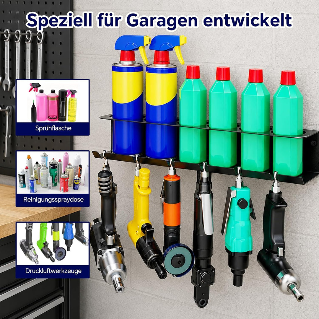 Sprühflaschen-Halterung 2er-Set, Aufbewahrungsregal mit 5 Fächern + 6 Schlitzen, Für Garage, Werksta