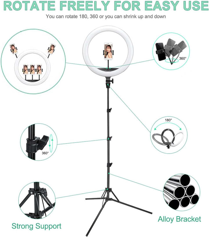 Godox LR150 LED-Ringlicht-Kit 18 Zoll 38W zweifarbig 3000K-6000K Selfie-Ringlicht Diammable CRI 90+,