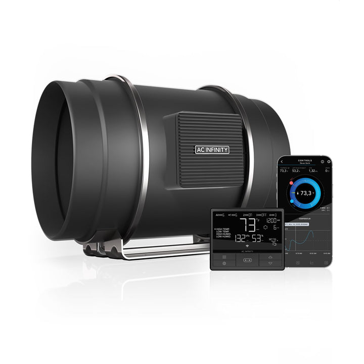 AC Infinity CLOUDLINE T8, leiser 8-Zoll-Inline-Kanalventilator mit Temperatur-Feuchtigkeitsregler -
