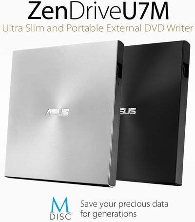 Asus ZenDrive U7M externer DVD-Brenner (für Apple MacBook & Windows PCs/Notebooks, inkl. 2x M-Disk R