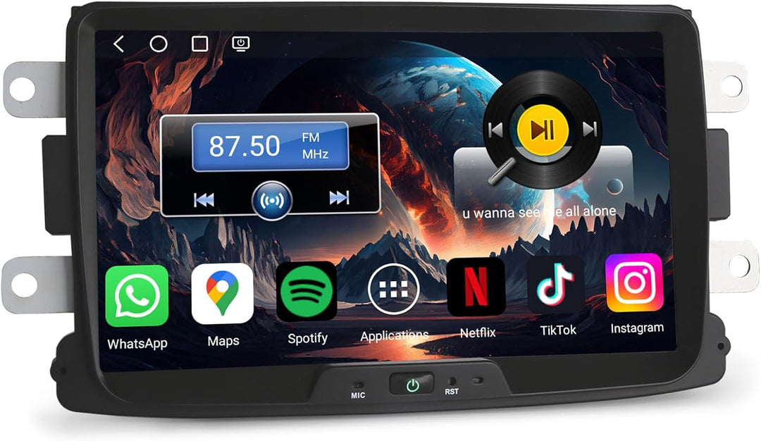 Erisin 8" Qualcomm 8-Kern 4GB+64GB Android 14 Autoradio Bluetooth für Renault Dacia Duster Logan San