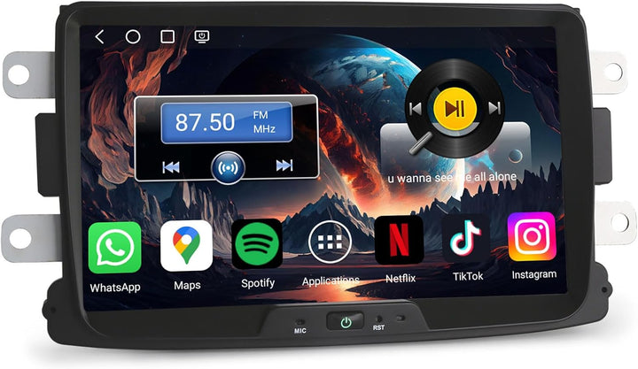 Erisin 8" Qualcomm 8-Kern 4GB+64GB Android 14 Autoradio Bluetooth für Renault Dacia Duster Logan San