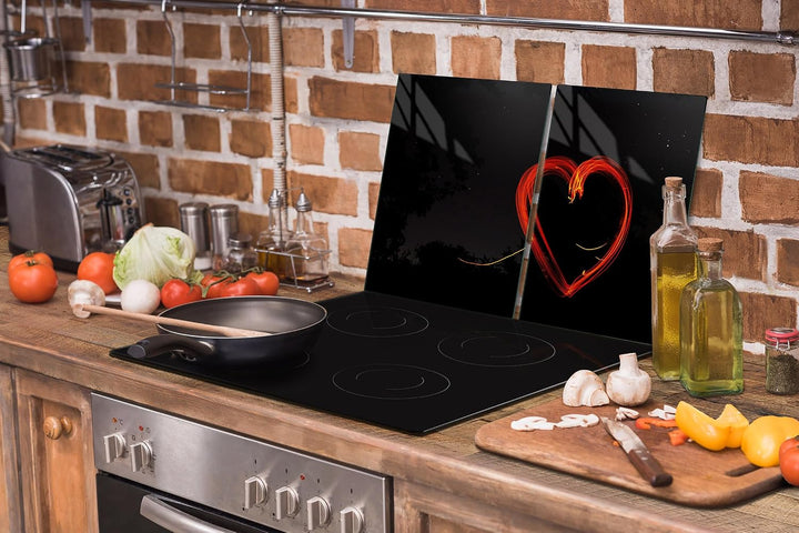 TMK ArtDeko Herdabdeckplatte 2 Teilig 40x52 + 35x52 cm - Spritzschutz Herdabdeckung – Herdschutz aus