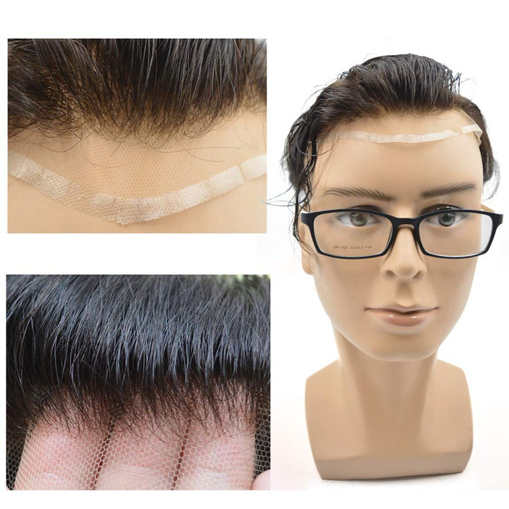 Hairnotion Toupet für Männer Schweizer Spitze Menschliches Haar Natürlich Perücken Echthaar Männer T