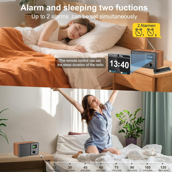DAB+/FM Digitalradio mit Bluetooth 5.0,DAB Plus Nostalgie Radio,Küchenradio Vintage-Radiowecker mit