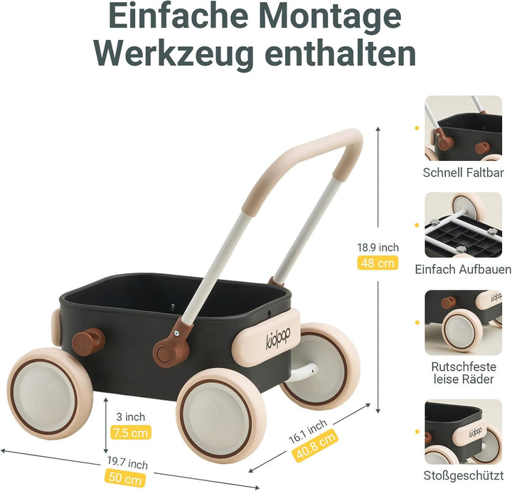 Kidpop PULA 2-in-1 Baby Lauflernwagen, Indoor und Outdoor Baby Spielzeug, Multifunktionale Lauflernh