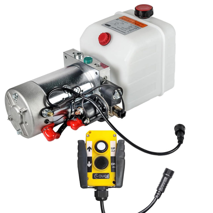 Hydraulikaggregat HYDRAF, Hydraulikpumpe mit 4 Liter Tank und Kabelfernbedienung + Funkfernbedienung