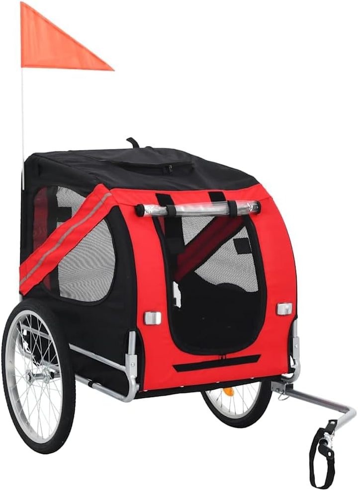 vidaXL Fahrradanhänger für Hunde Hundetransporter Hundeanhänger Fahrrad Anhänger Rot,Schwarz, Rot,Sc