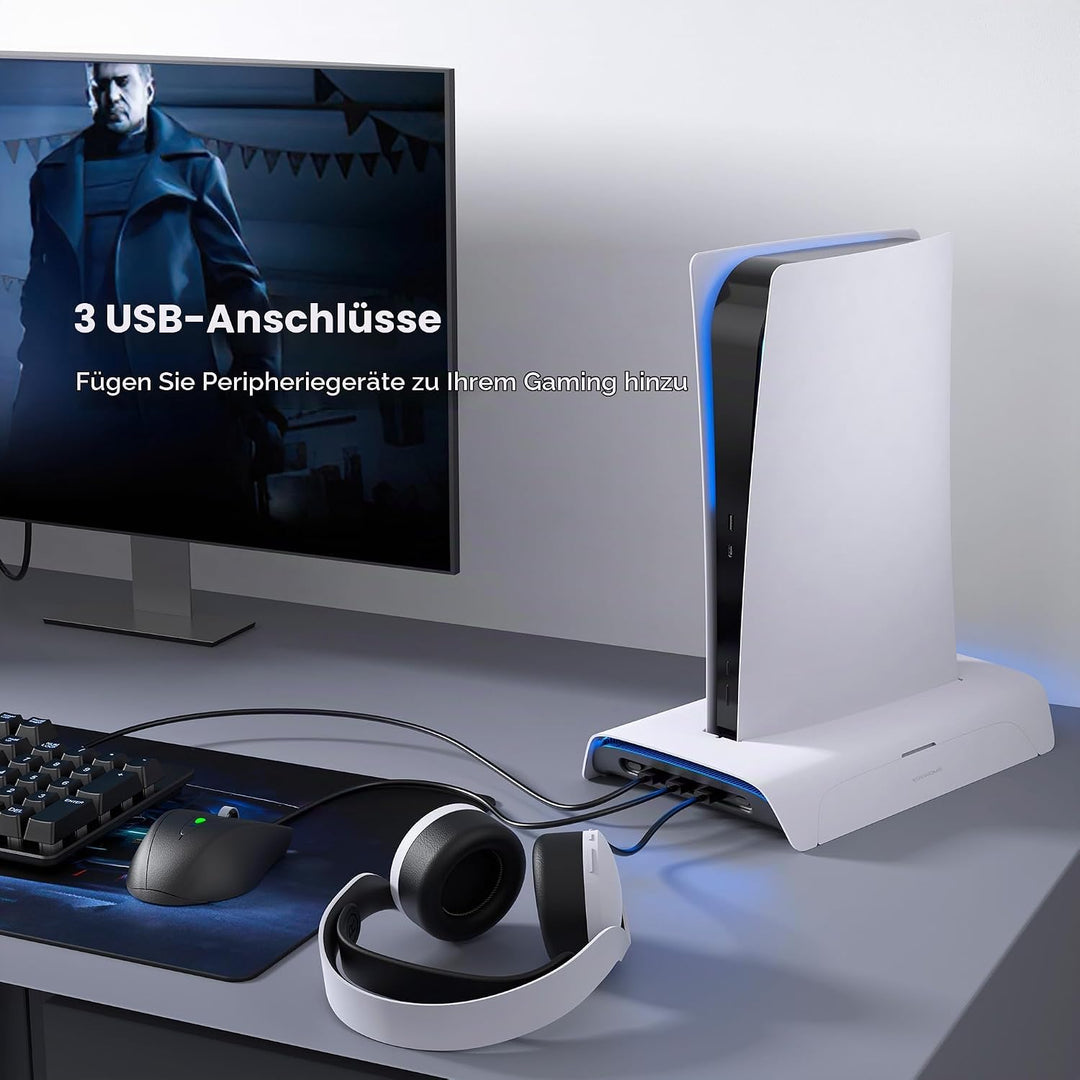 KIWIHOME Vertikale Kühlung RGB, 3-stufiger Lüfter, Ladestation für Dual-Controller, 10 Spielplätze,