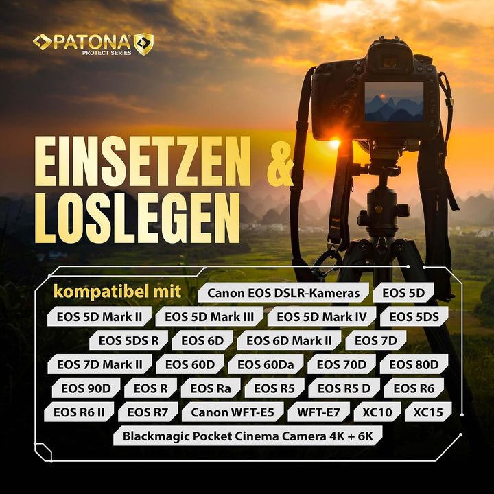 PATONA 2X Protect Akku Ersatz für Canon LP-E6P/E6NH/E6N 2600mAh 6A 8K-fähig | Ersatzakku für EOS R5
