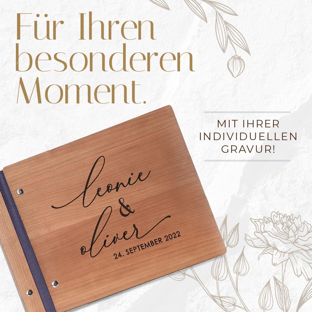 Hochzeitideal – Personalisierbares Gästebuch Hochzeit Patti E10 mit 40 Seiten I Hochzeit Gästebuch a