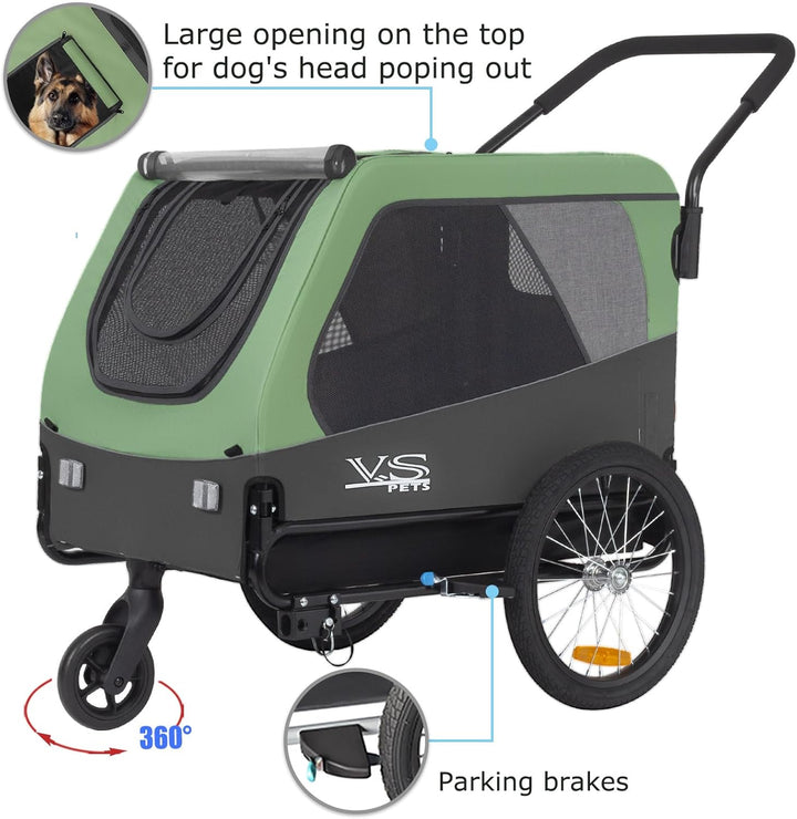 Tiggo VS Pets L Hundeanhänger & Jogger 2-in-1 Hundebuggy, Fahrradanhänger Klappbar,gross ca. 250 Lit