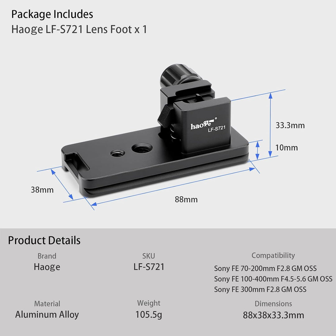 Haoge LF-S721 Objektivmanschette-Adapterring für Sony FE 70-200 mm F2.8 GM OSS SEL-70200GM und Sony