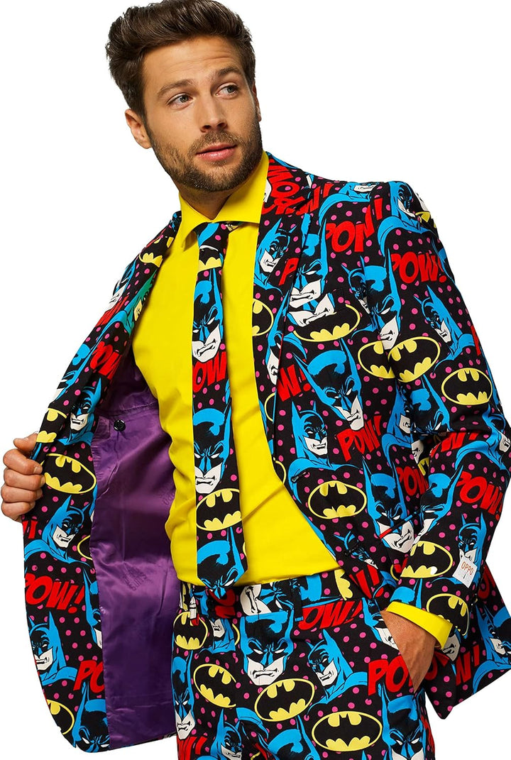 OppoSuits Herren The Joker Kostüm - DC Comics Anzug - Slim Fit – Mit Krawatte 60 Mehrfarbig, 60 Mehr