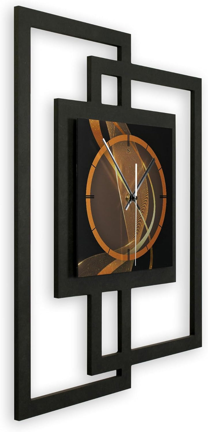 Kreative Feder Designer-Wanduhr „Dynamic“ in modernem Metallic-Look ohne Tickgeräusche (Funk/Quarz)