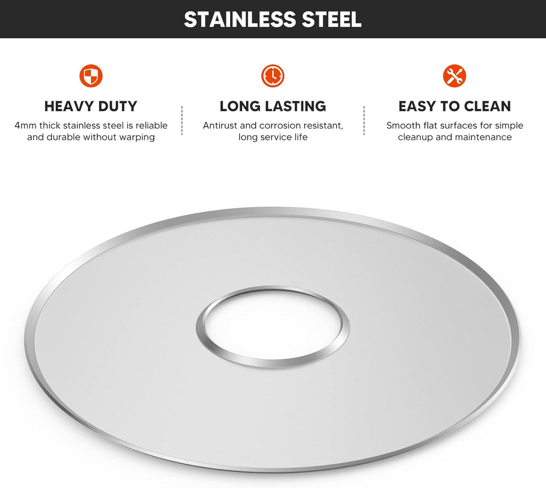 Onlyfire Feuerplatte, Grillplatte Edelstahl, Ø 54,6 cm Grillring, Feuerring mit Ölauffangrillen, BBQ