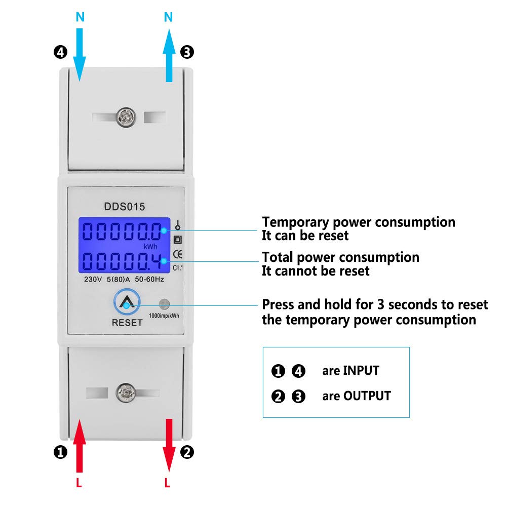 Digital LCD Einphasen-Energiezähler 5-80A 230V 50Hz Din-Schiene Energiezähler DDS015 230V 5-80A 50Hz