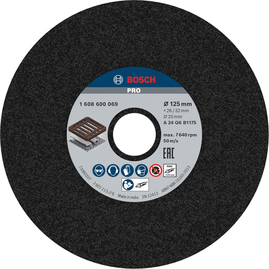 Bosch Professional 1x Schleifscheibe (für Grauguss, Ø 125 mm, Körnung 24, Zubehör für Geradschleifer