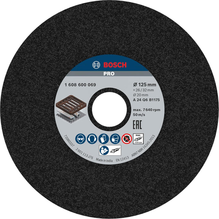 Bosch Professional 1x Schleifscheibe (für Grauguss, Ø 125 mm, Körnung 24, Zubehör für Geradschleifer