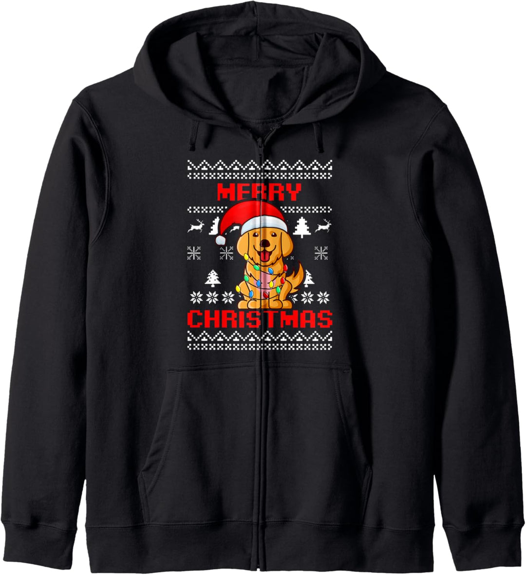 UGLY CHRISTMAS Sweater Hund Geschenk Golden Retriever Kapuzenjacke