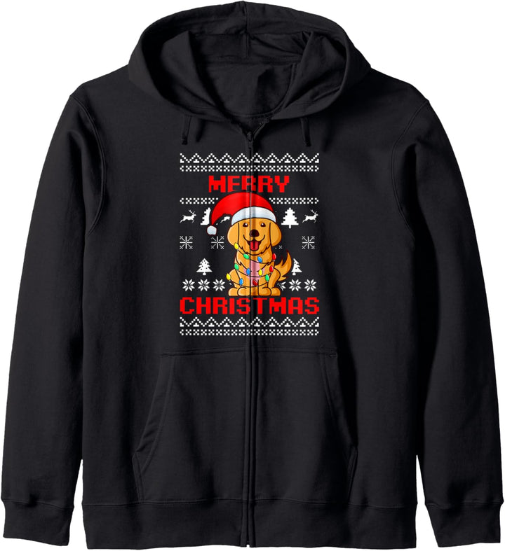 UGLY CHRISTMAS Sweater Hund Geschenk Golden Retriever Kapuzenjacke