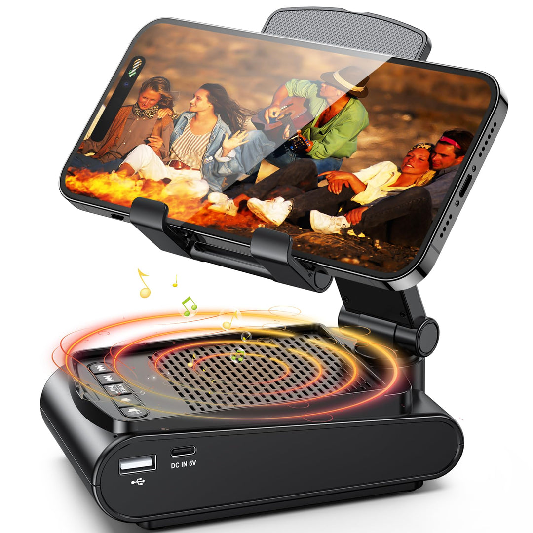 Rolgno Bluetooth Lautsprecher mit Handyständer, HD-Surround-Sound Bluetooth Box, Verstellbarer Handy
