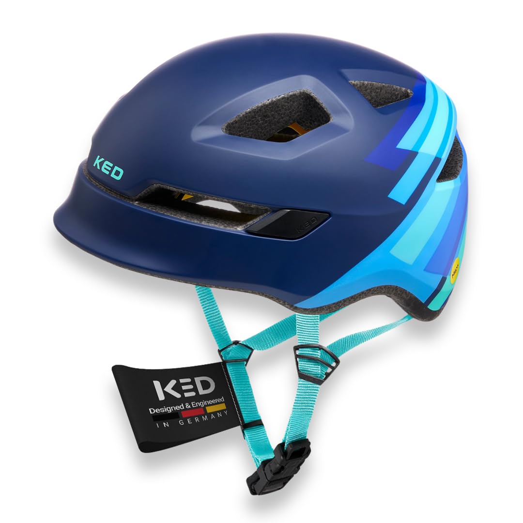 KED Pop MIPS Kinder Fahrrad Helm blau 2023 M (52-56cm), M (52-56cm)