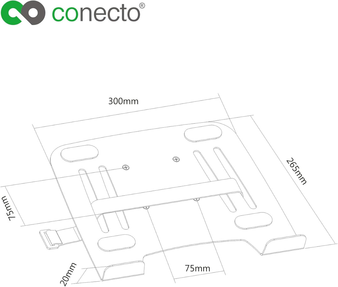 conecto, Notebook-Halterung für Monitorständer, VESA 75x75 bis 100x100, Traglast: 9,0 Kg, schwarz, S