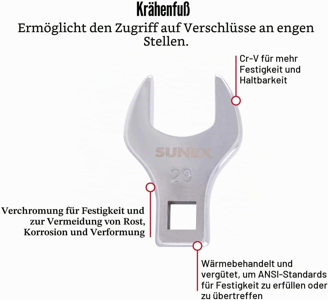 Sunex 9730A Dr.Jumbo Krähenfussschlüssel-Set, metrisch, 1,27 cm, 8-teilig Metrisch: 24 - 32 mm., Met