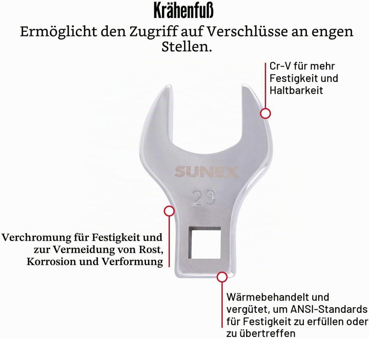 Sunex 9730A Dr.Jumbo Krähenfussschlüssel-Set, metrisch, 1,27 cm, 8-teilig Metrisch: 24 - 32 mm., Met