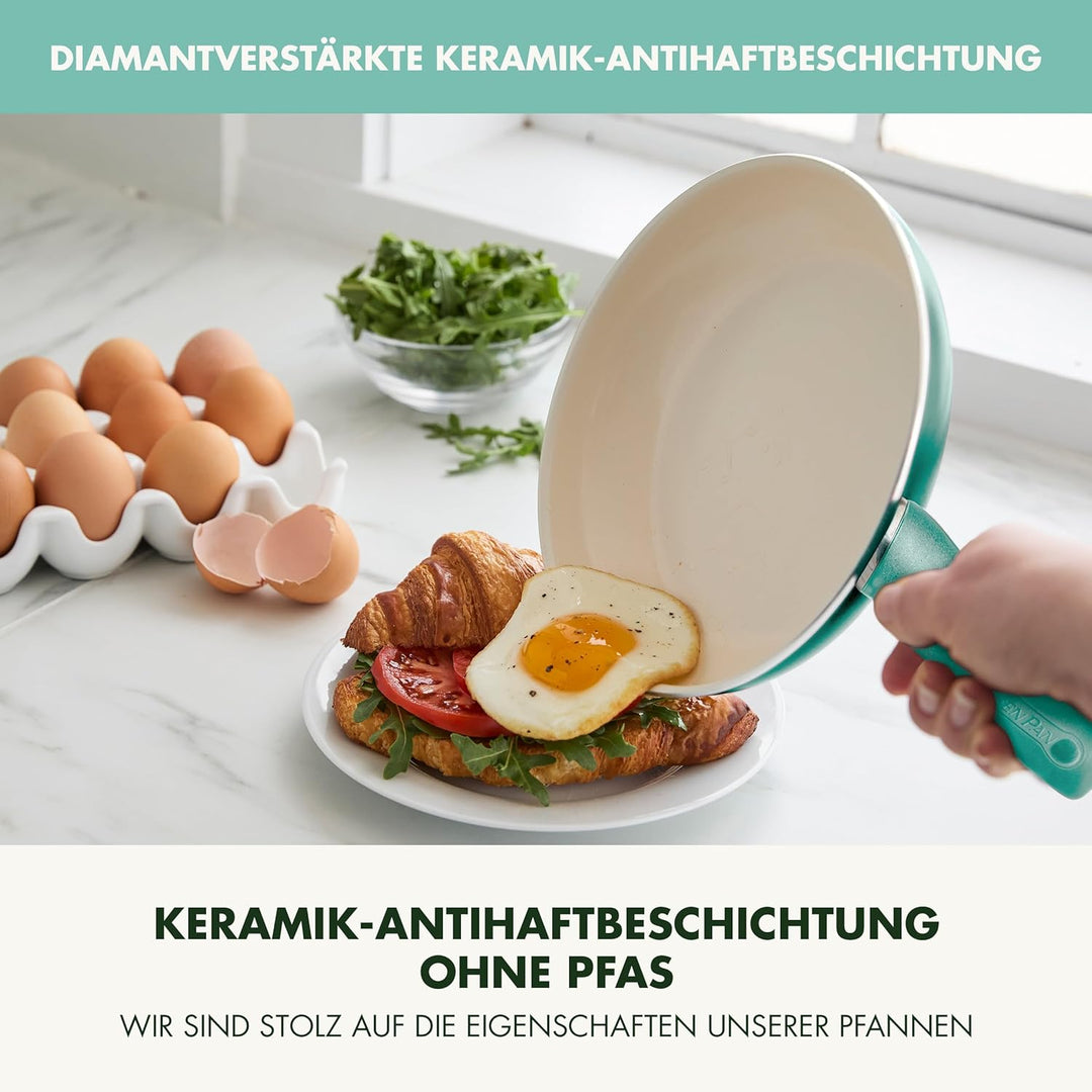 GreenPan Rio Gesunde Antihaft-Keramik Bratpfanne 18 cm, PFAS-frei, Stay-Cool-Griff, Backofenfest bis