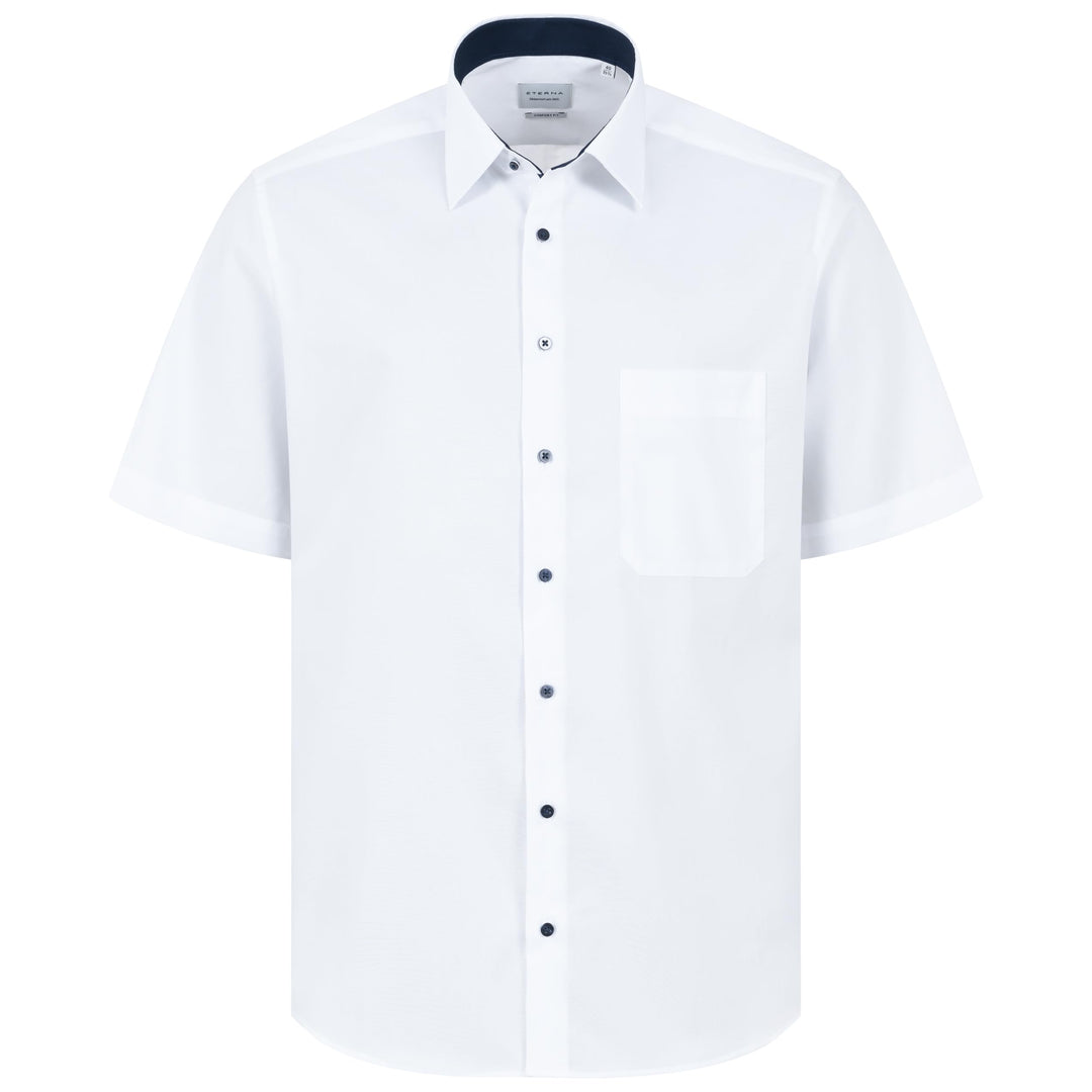 ETERNA Herren Businesshemd Kurzarm Comfort FIT | Uni | Bügelfrei | Kent Kragen 40 Weiss(-00-), 40 We