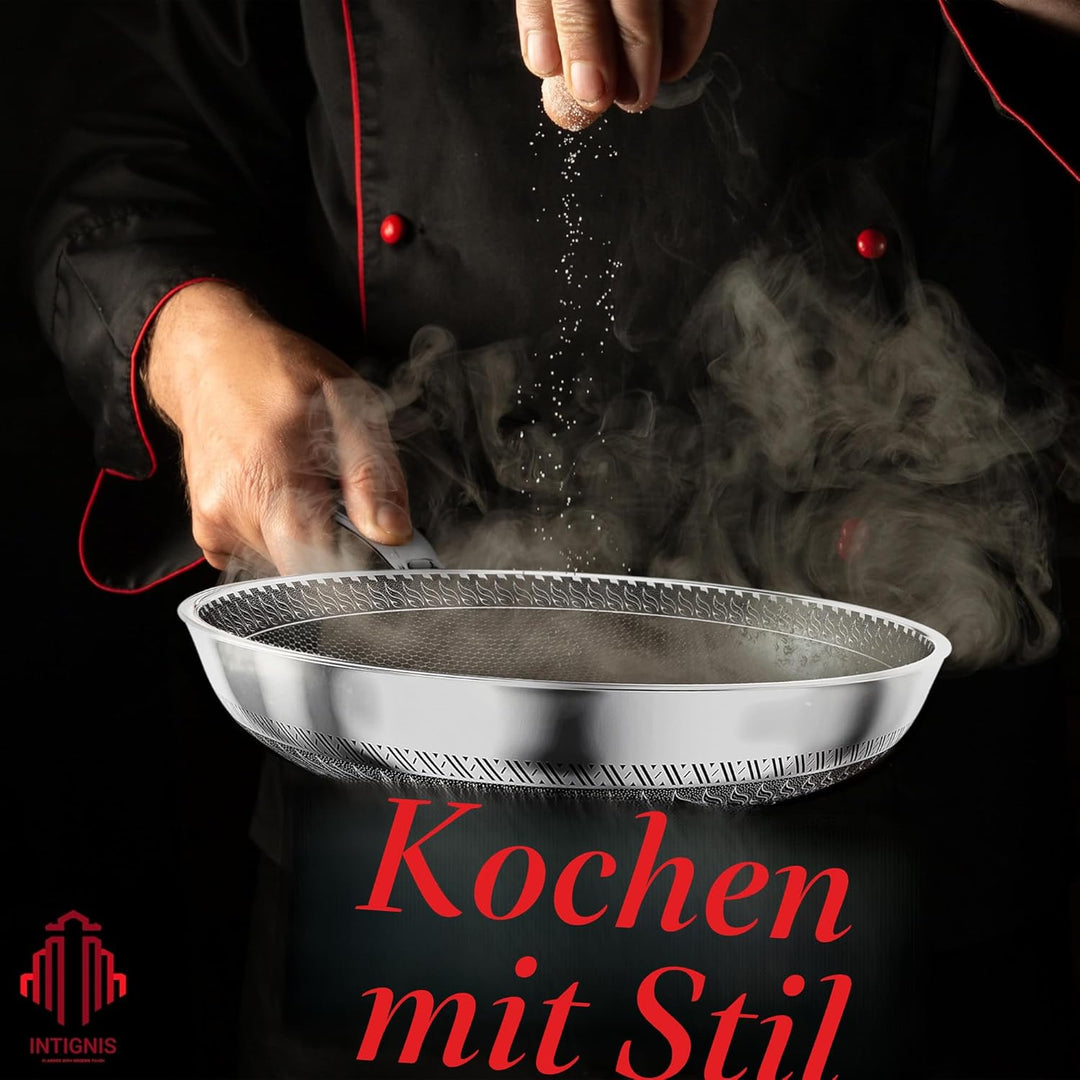 INTIGNIS® Bratpfanne mit Deckel – 30 cm/12 Zoll – Antihaftbeschichtung | Kratzfest | Extra tief | Fr