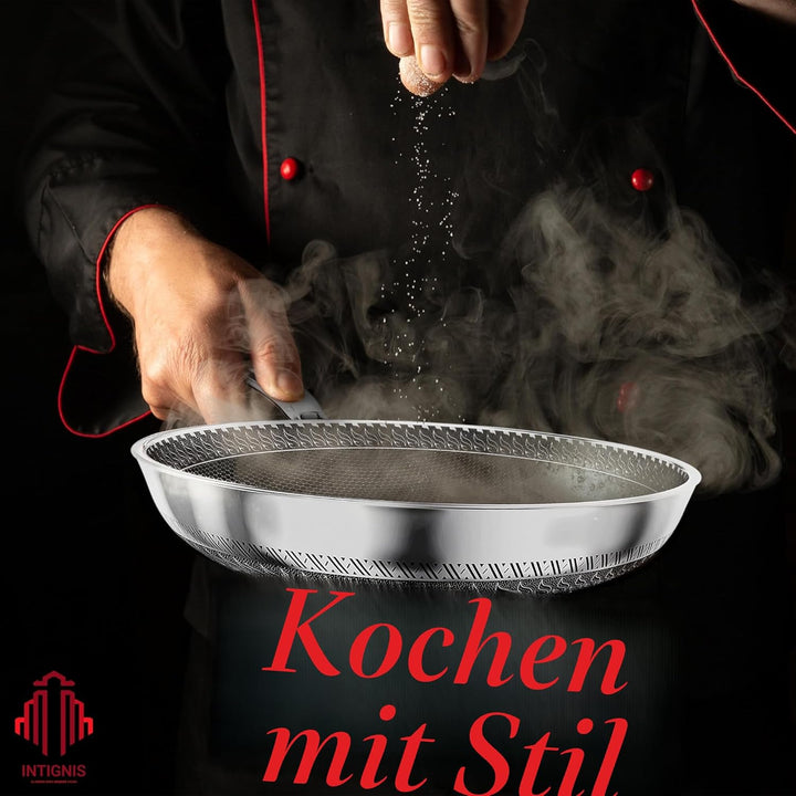 INTIGNIS® Bratpfanne mit Deckel – 30 cm/12 Zoll – Antihaftbeschichtung | Kratzfest | Extra tief | Fr