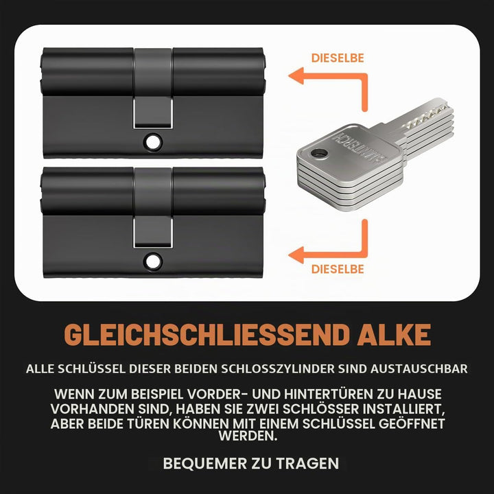 2 Stück Keyed Alike 35/35mm Euro Messingzylinder, 70mm Schlüssel/Schlüsselzylinderschloss mit 10 hor