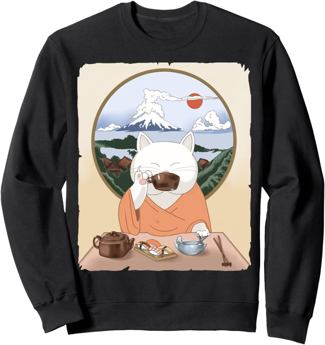Lustige japanische Katze | japanische Teezeremonie | Sushi-Katze Sweatshirt