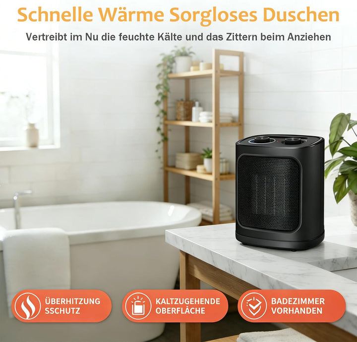 COWSAR Mini Heizlüfter Energiesparend, 1500W Elektroheizung 3 Heizstufen ✓ Überhitzungs & Kippschutz