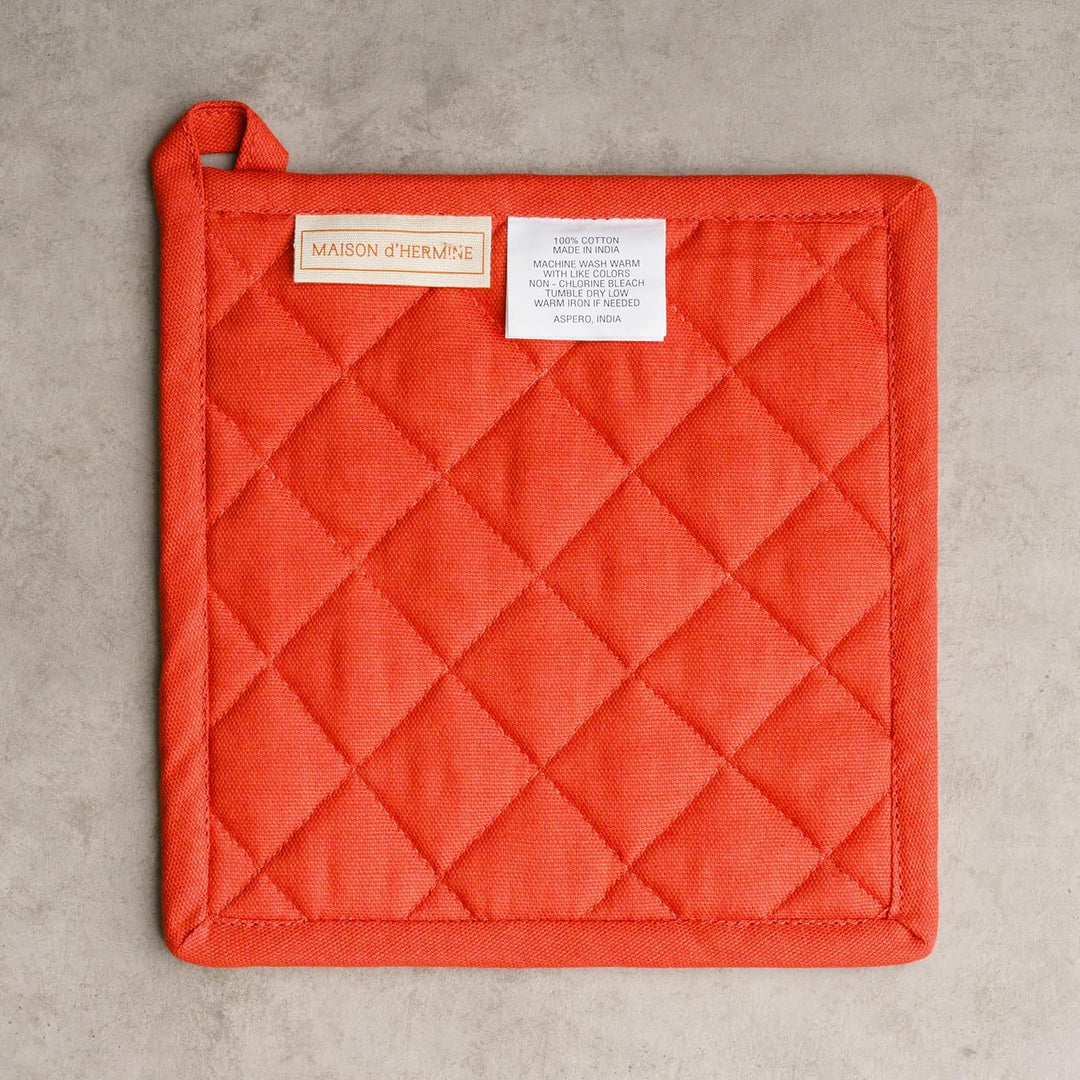 Maison d' Hermine Topflappen 100% Baumwolle hitzebeständig Set mit 2 Topflappen (20cm x 20cm) Hot Pa