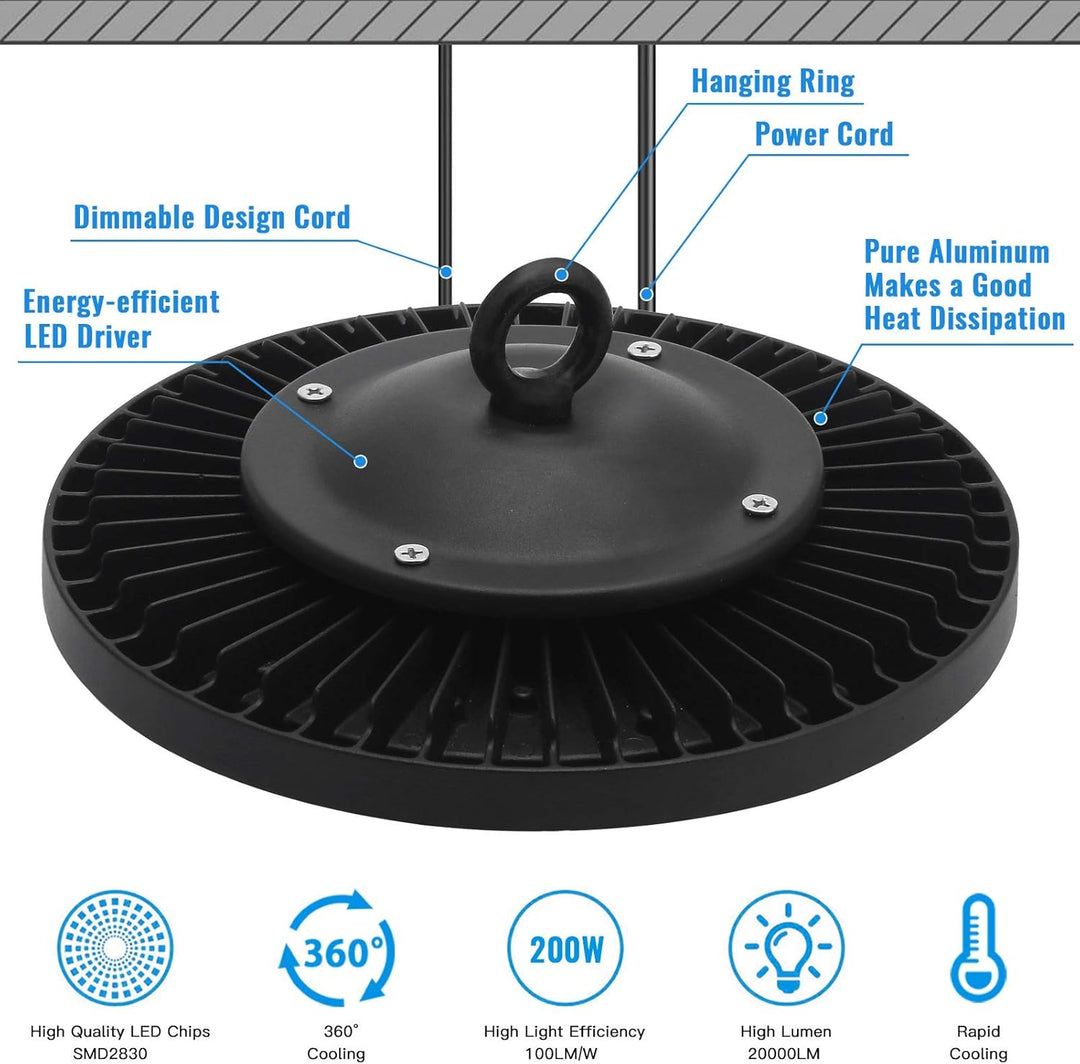 LED Strahler Industrielampe,UFO LED Werkstattlampe IP65 LED High Bay Licht, UFO LED Werkstattlampe 6