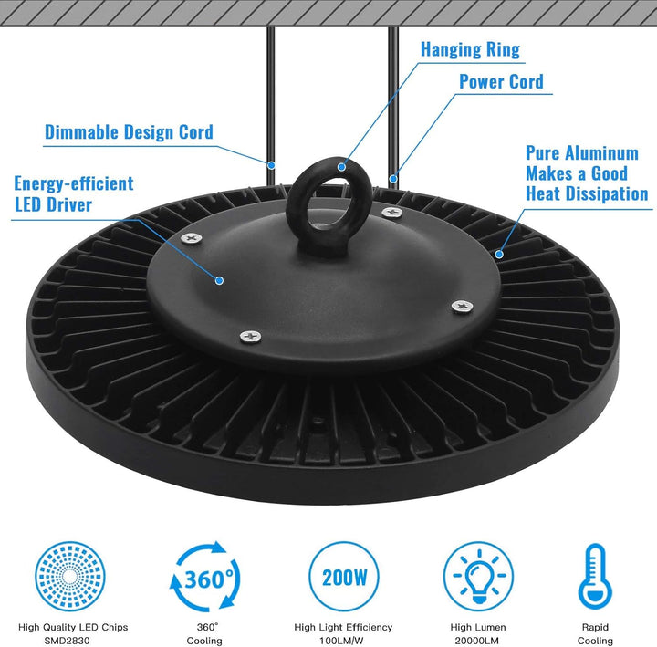 LED Strahler Industrielampe,UFO LED Werkstattlampe IP65 LED High Bay Licht, UFO LED Werkstattlampe 6