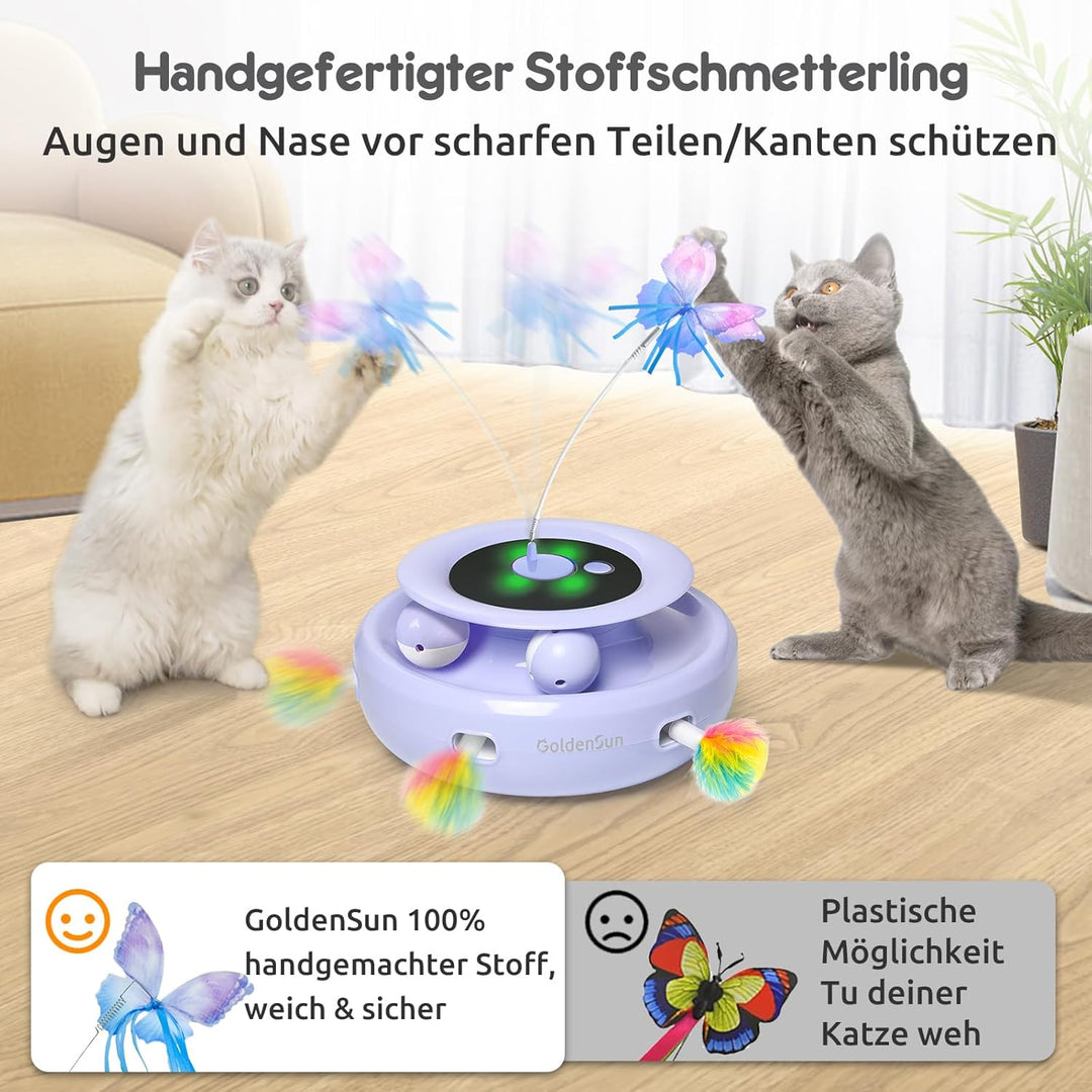 GoldenSun 3 in 1 Interaktives Katzenspielzeug, Elektrisch Automatischer Spielzeug für Katzen, Whack-