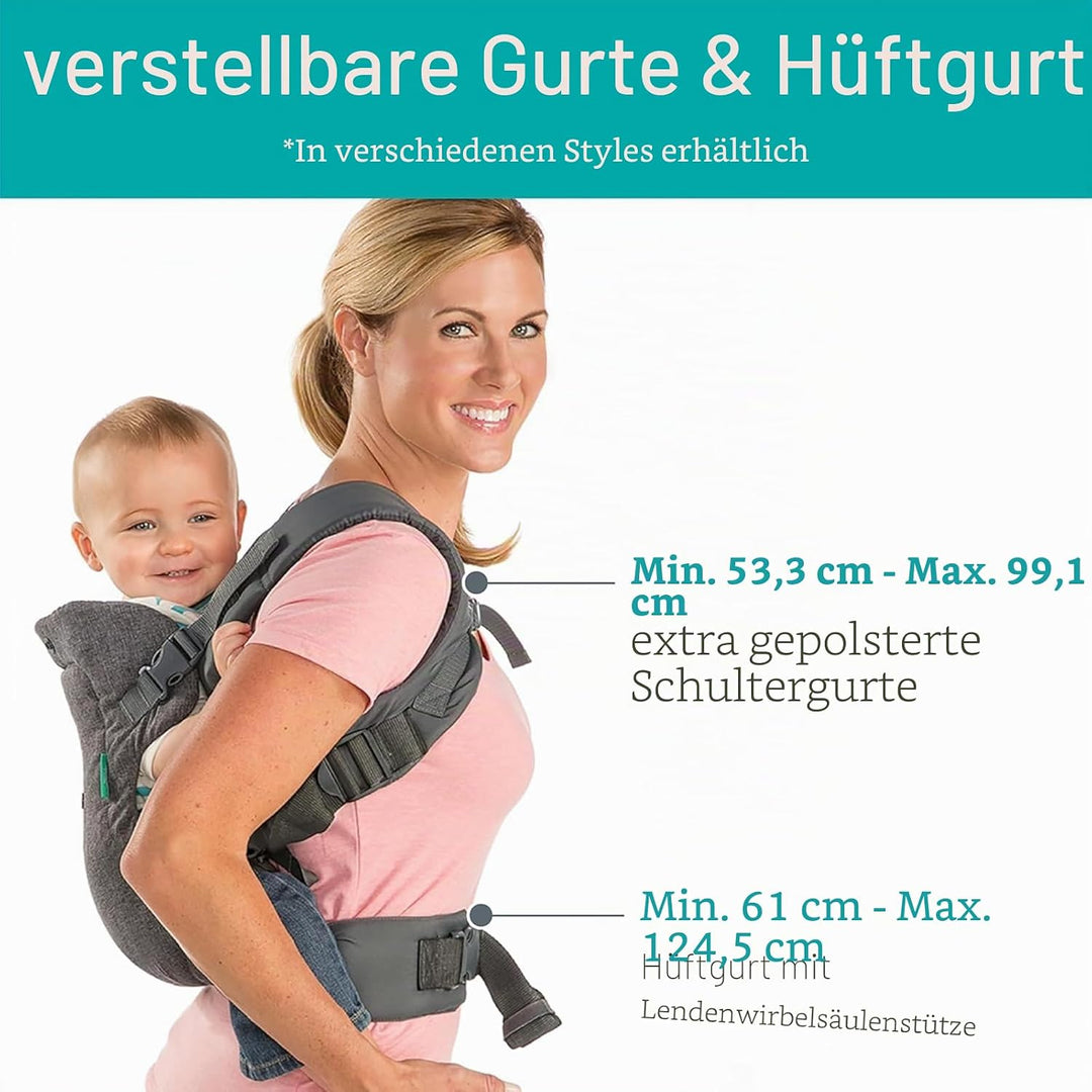 Infantino Flip Advanced 4-in-1-Trage mit Lätzchen – ergonomisch, umwandelbar, mit der Vorderseite na