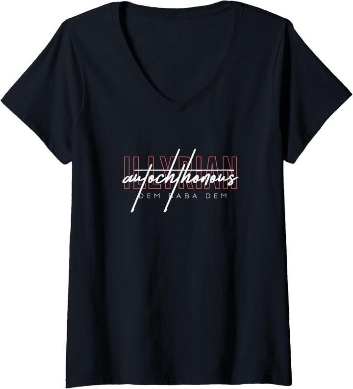 Damen Illyrians Autochthonous T-Shirt mit V-Ausschnitt