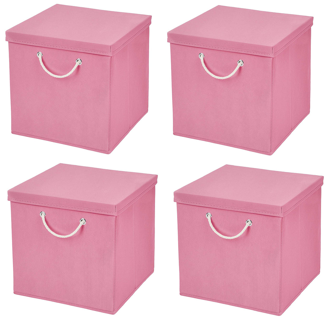 Stick&Shine Faltbare bunte Aufbewahrungsbox mit passendem Deckel, 30 x 30 x 30 cm, Rosa Blau, Blau.,